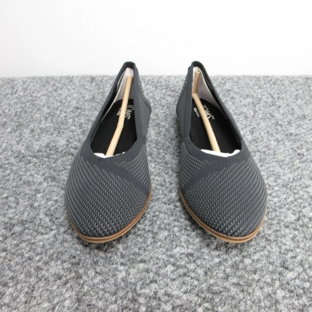 TOMS Shoes Womens Size 7.5 Black Jutti Neat Chevron Knit Pointed Flats REPREVE